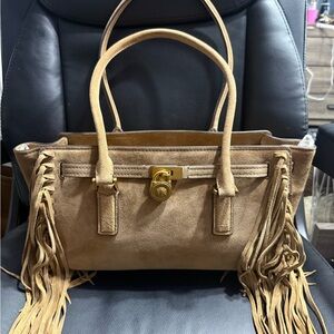 Michael Kors Suede Fringe Shoulder Tote